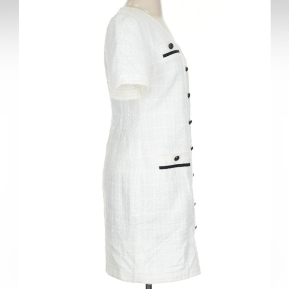 Ann Taylor LOFT White Tweed V-Neck Pocket Sheath Dress Bloggers Favorite Size 00 - Picture 4 of 12